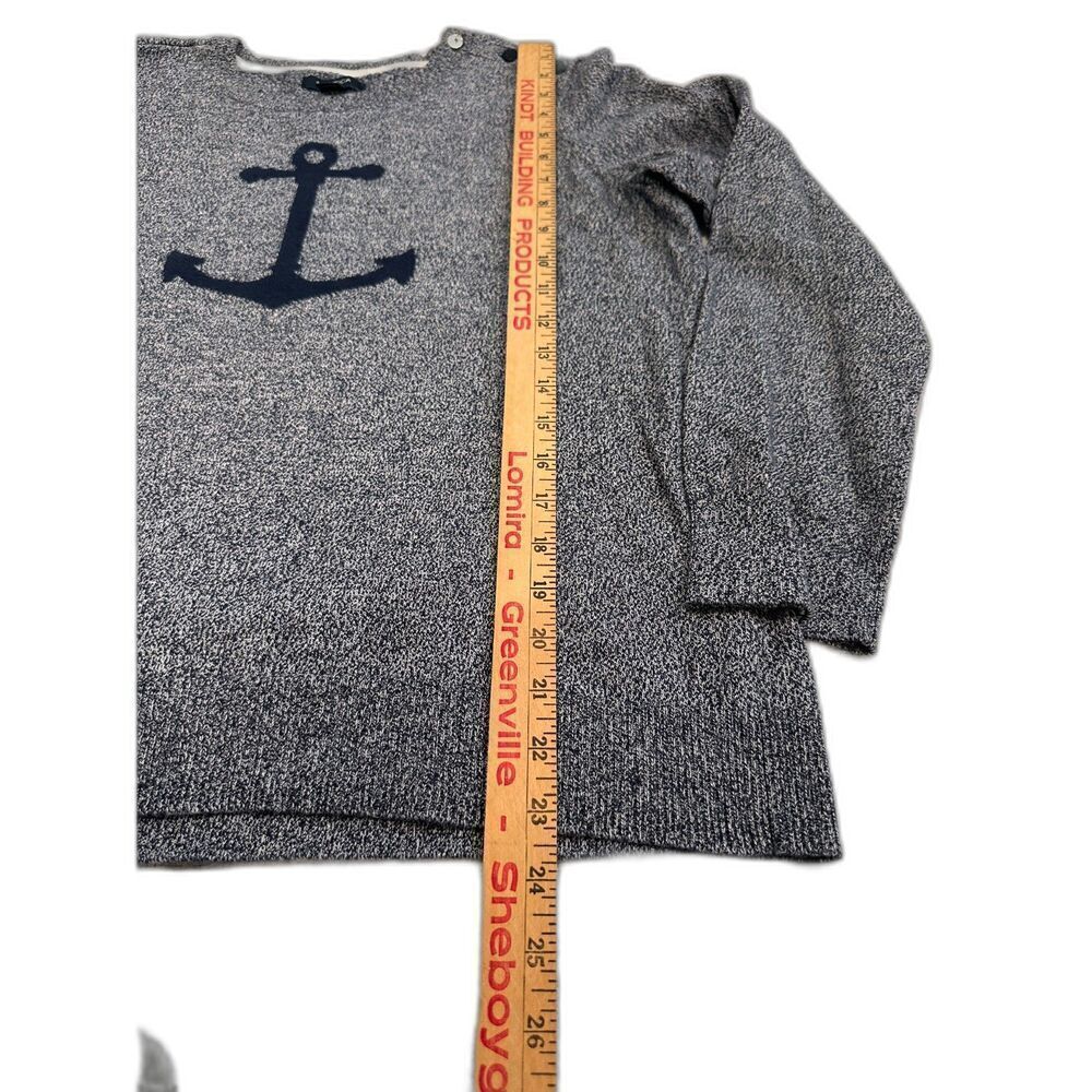 Nautica Heathered Navy Anchor Cotton Sweater Size Large - Picture 5 of 7